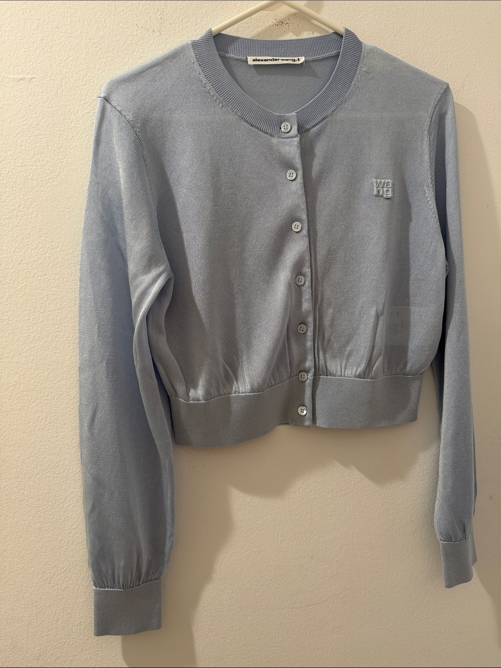 Alexanderwang.T Brand-Appliqu Cropped Button Cardigan In Light Blue